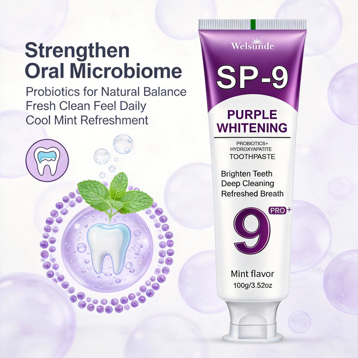 Welsunde Hydroxyapatite Whitening Toothpaste for Fresh Breath and Gum Health