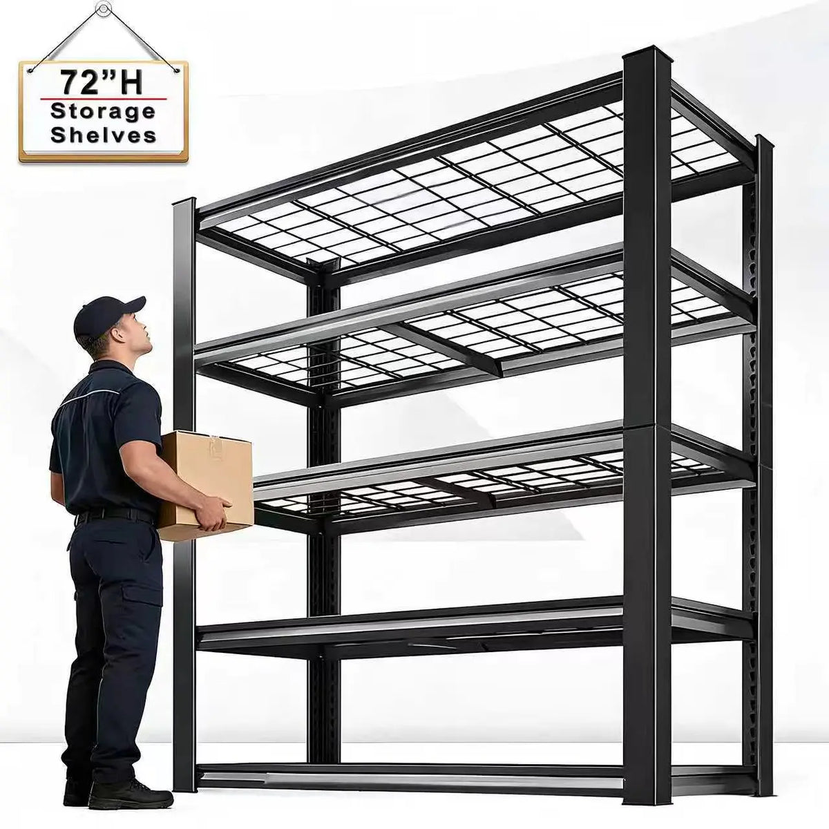 SARENZOON Adjustable Double Layer Metal Utility Shelving Rack