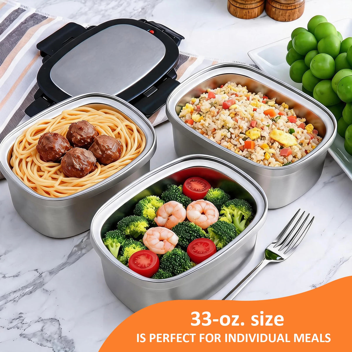 HANSMART Insulated Stainless Steel Leakproof Bento Lunch Box With Bag