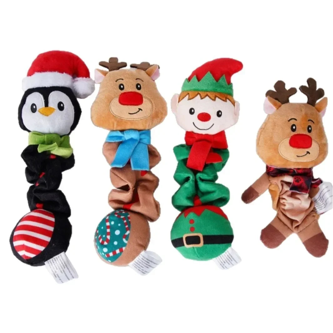 Christmas Squeaky Dog Toy With Cute Reindeer And Penguin Designs
