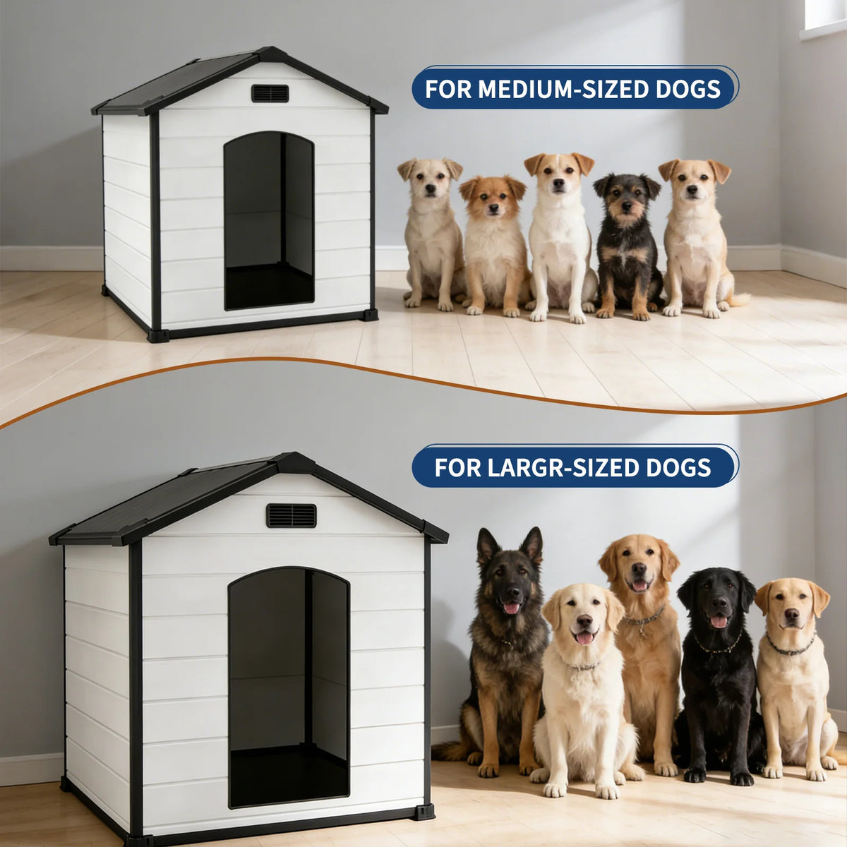 Waterproof Plastic Dog House With Removable Roof And Ventilated Floor