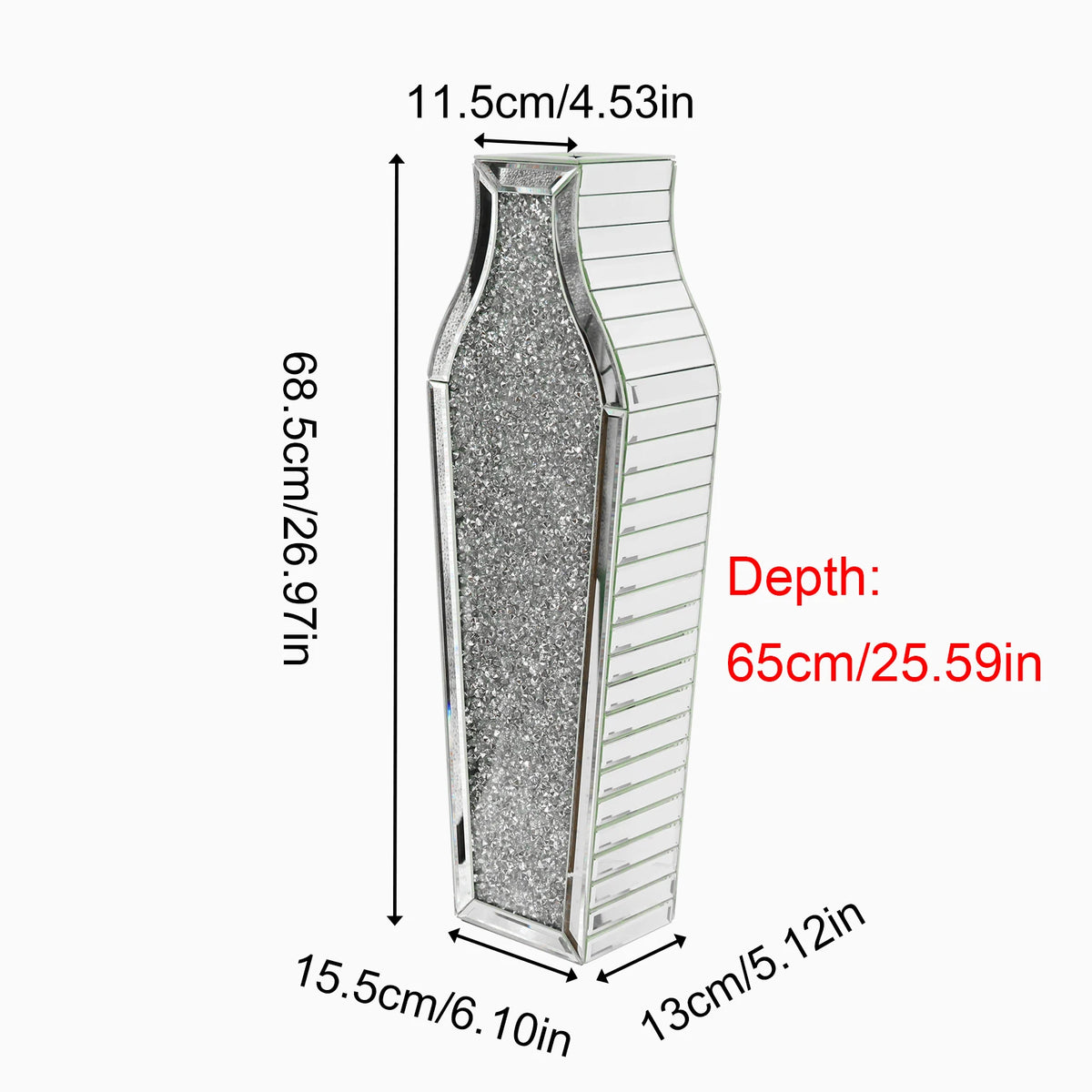 Luxury Modern Crushed Diamond Mirrored Floor Flower Vase
