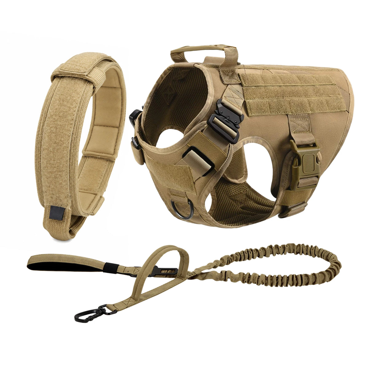 PETRAVEL Tactical Dog Harness With Leash And MOLLE Pouches