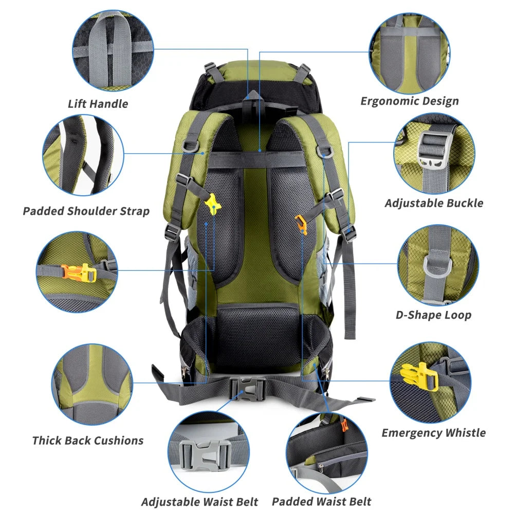 Night Cat Lightweight Waterproof Hiking Backpack With Rain Cover
