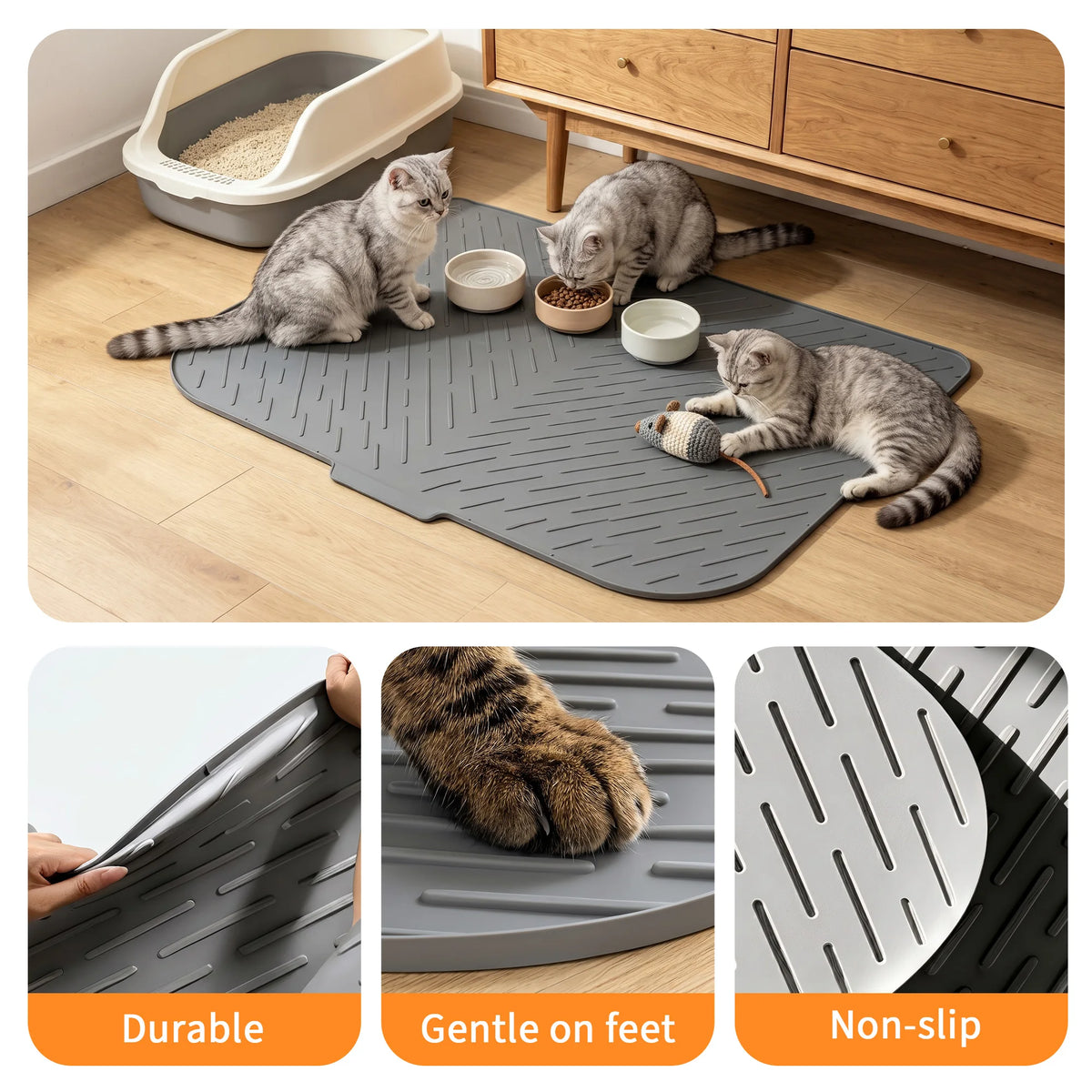 Waterproof Non Slip Silicone Cat Litter Mat for Multiple Cats