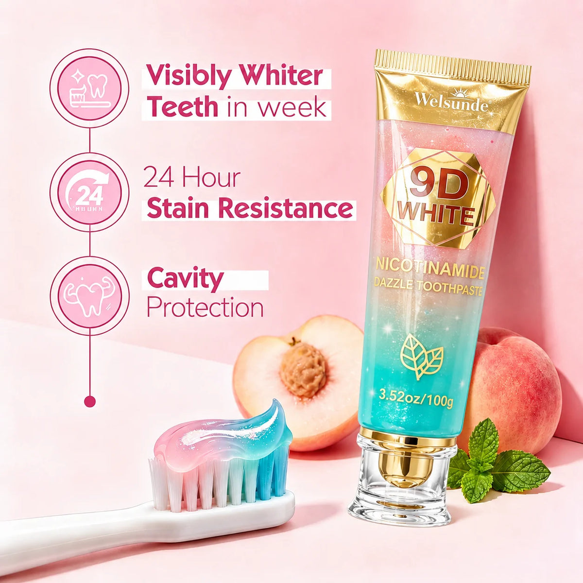 Welsunde Whitening Toothpaste With Hydroxyapatite For Fresh Breath
