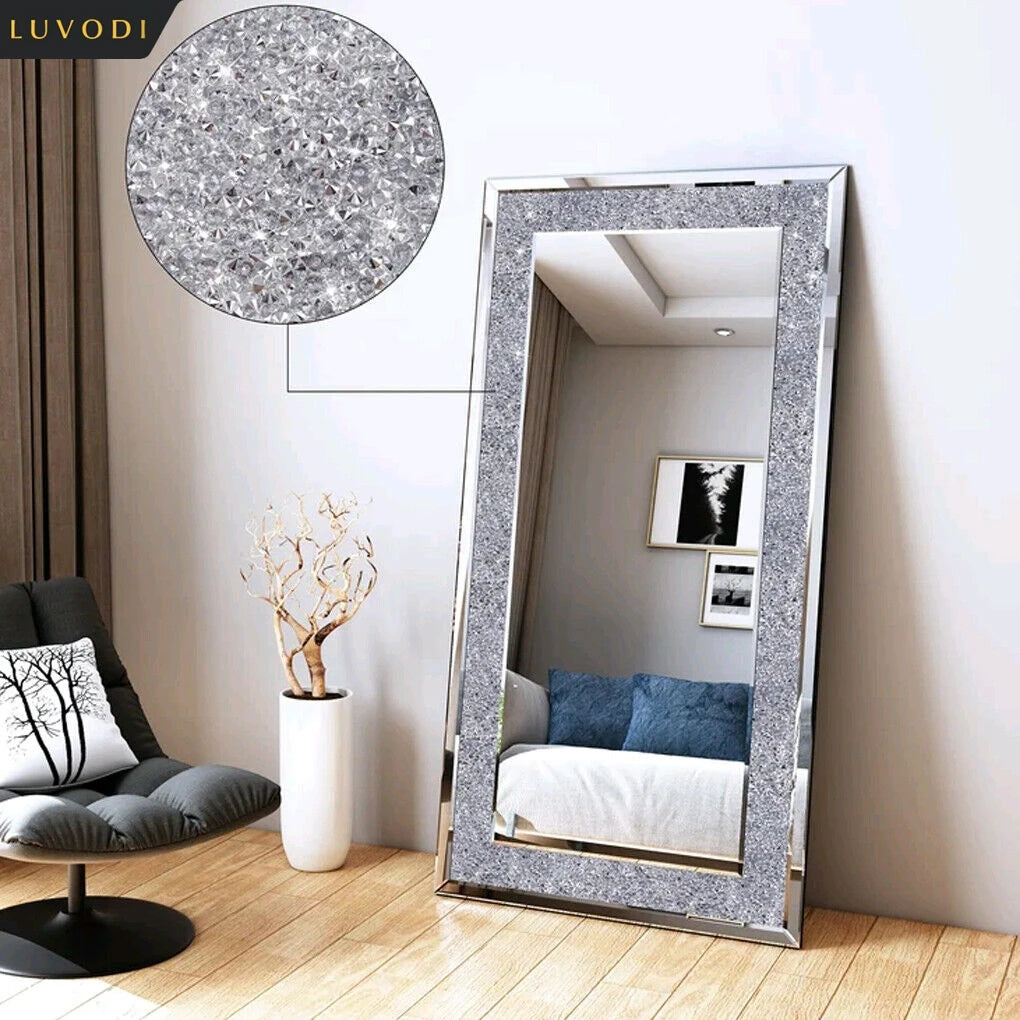 LUVODI Crystal Rhinestone Wall Mounted Vanity Mirror