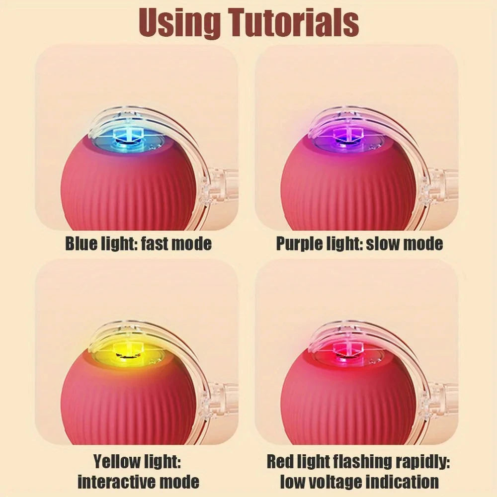 Automatic Rolling Cat Ball USB Rechargeable Interactive LED Toy