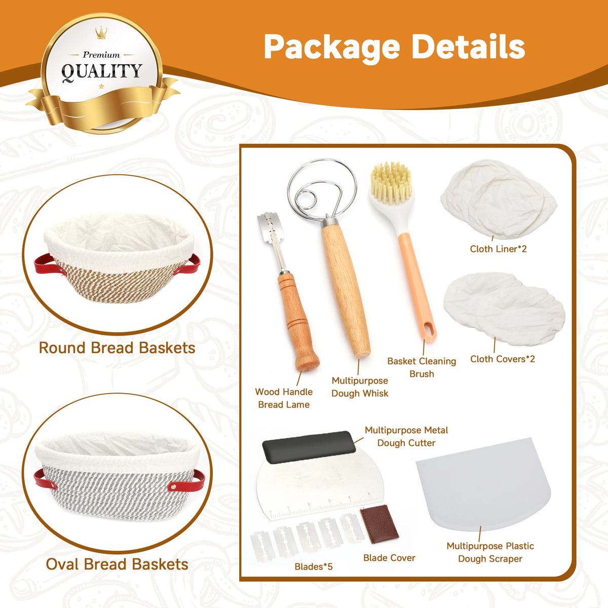 Sourdough Bread Proofing Basket Set With Complete Baking Tools