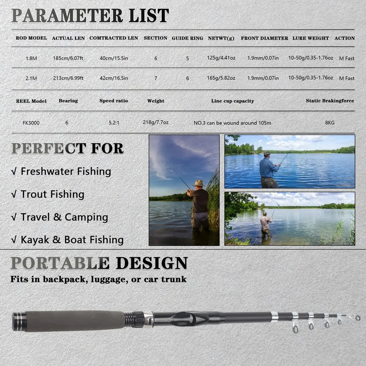 Telescopic Fishing Rod And Reel Combo Kit With Tackle Gear