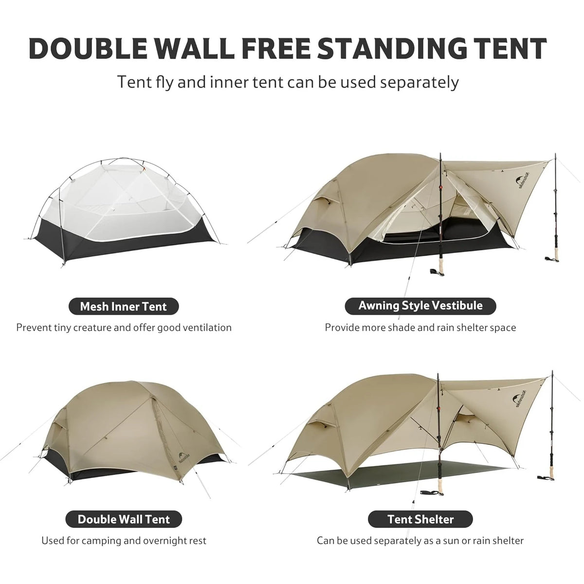 Naturehike Mongar Ultralight Waterproof Backpacking Tent for Hiking and Trekking