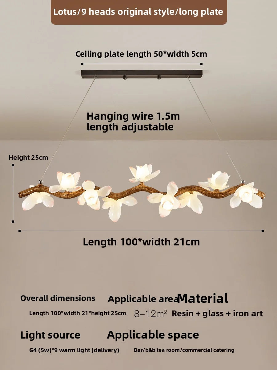 Branching Lotus Flower Pendant Lamp for Zen Style Dining Rooms