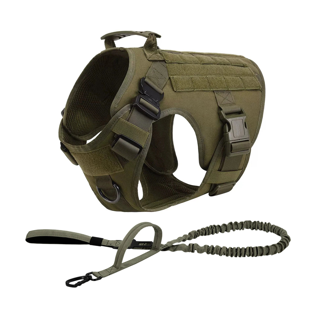 PETRAVEL Tactical Dog Harness With Leash And MOLLE Pouches