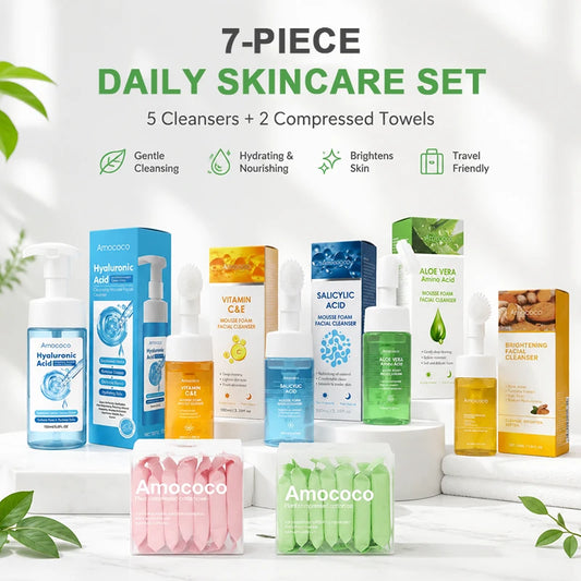AMOCOCO Facial Cleanser Set With Compressed Towels