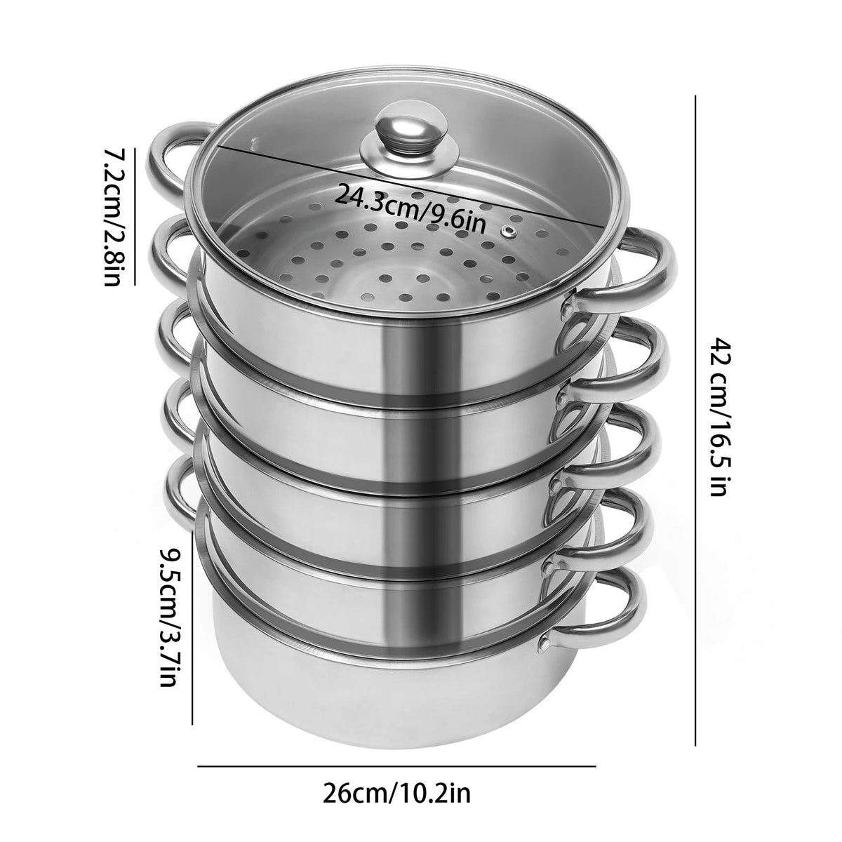 Five Tier Stainless Steel Multifunctional Kitchen Cooking Steamer
