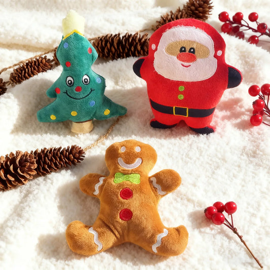 Christmas Plush Squeaky Interactive Toys for Dogs and Cats