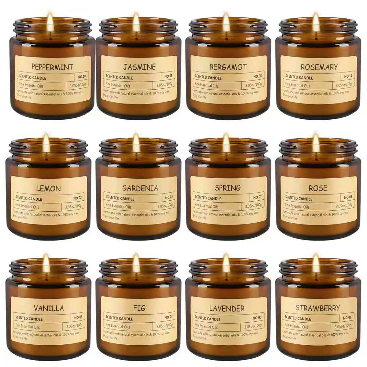 Fclayvts Soy Wax Scented Candle Gift Set With Essential Oils