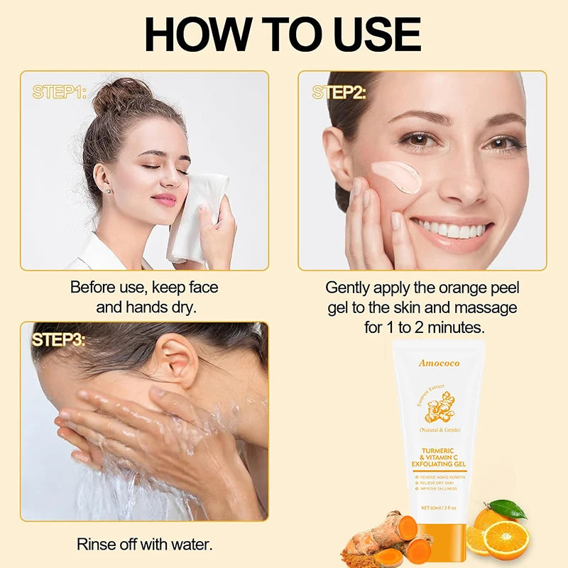 AMOCOCO Turmeric Vitamin C Exfoliating Gel for Smooth Radiant Skin