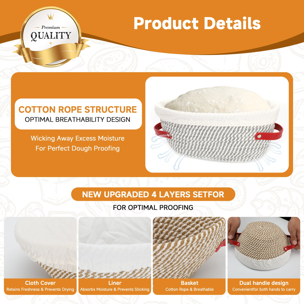 Sourdough Bread Proofing Basket Set With Complete Baking Tools