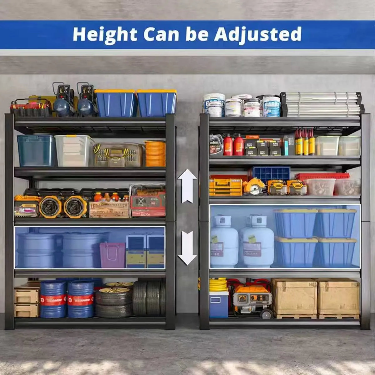 SARENZOON Adjustable Double Layer Metal Utility Shelving Rack