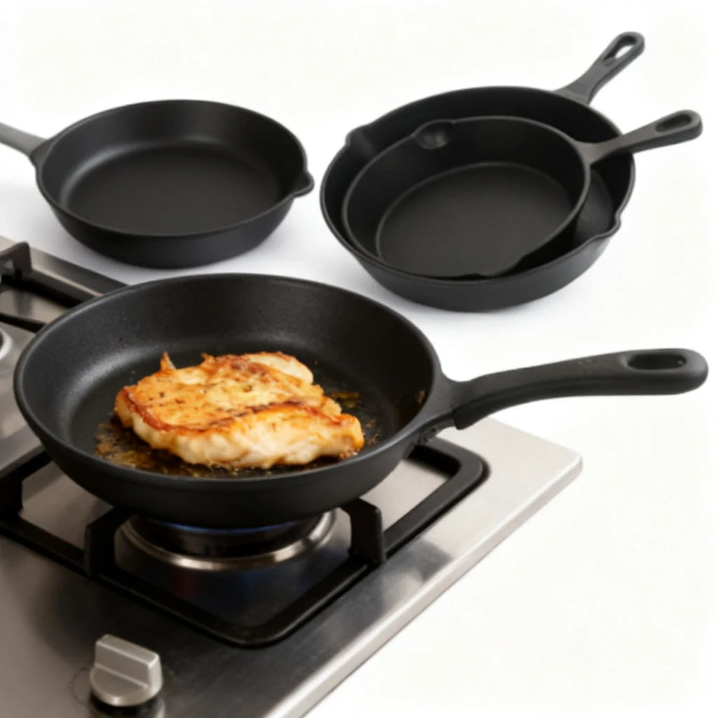 Durable Cast Iron Skillet Set for Indoor Outdoor Cooking |