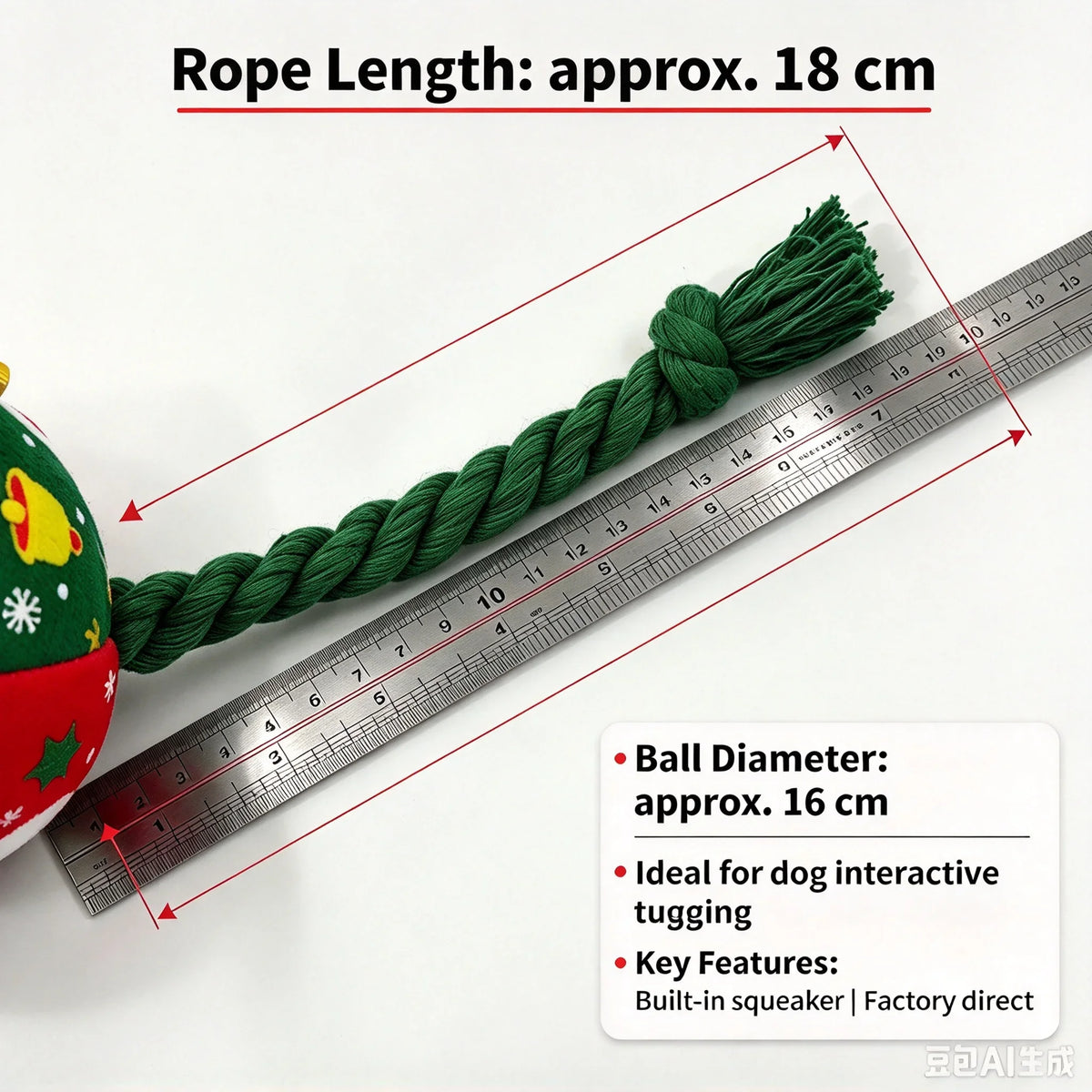 Christmas Interactive Dog Ball Toy With Bells For Fetch Training
