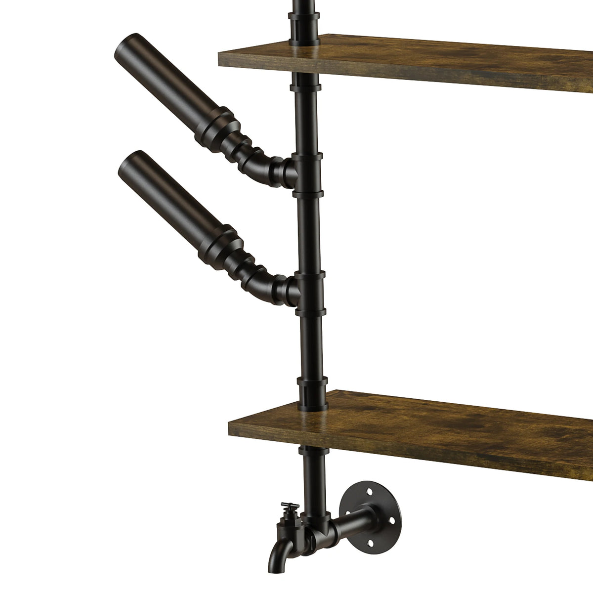 Wall Mounted Pipe Bar Liquor Shelf With Wine Glass Holder