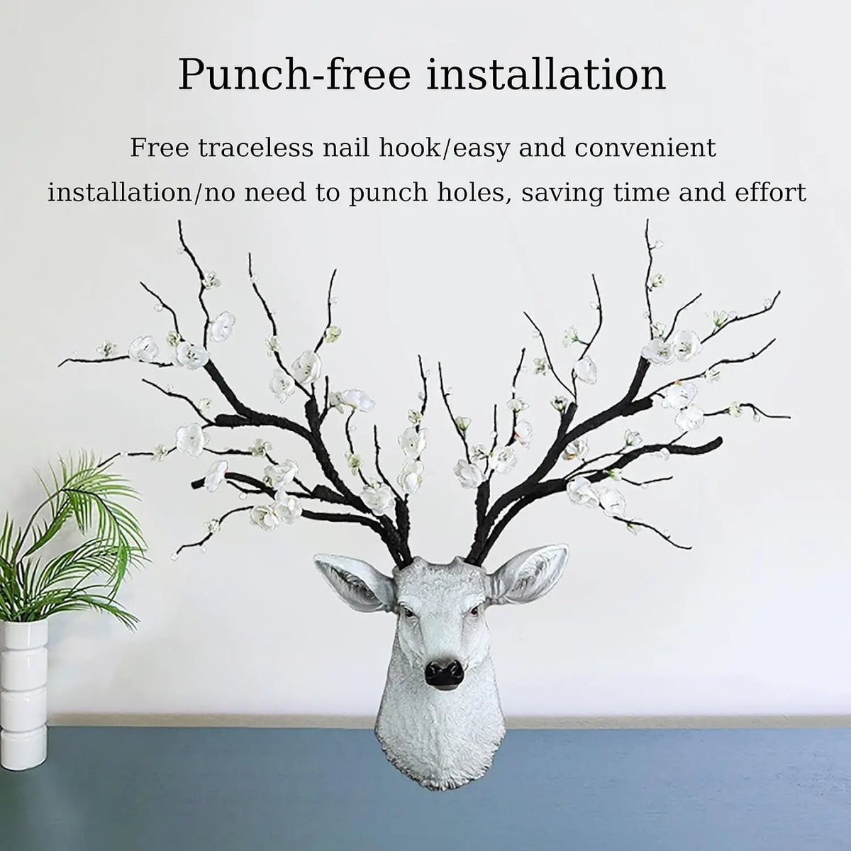 Faux Taxidermy Deer Head Wall Decor Rustic Resin Antler Sculpture