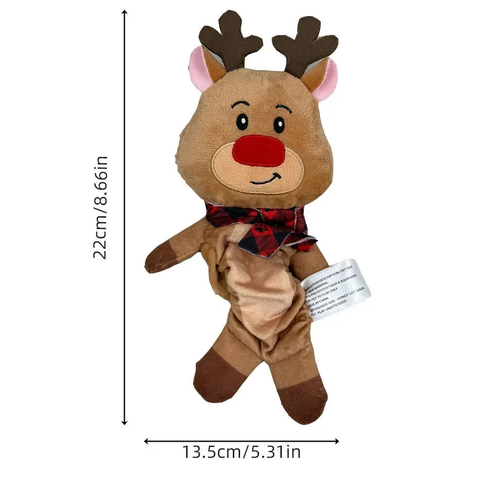 Christmas Squeaky Dog Toy With Cute Reindeer And Penguin Designs
