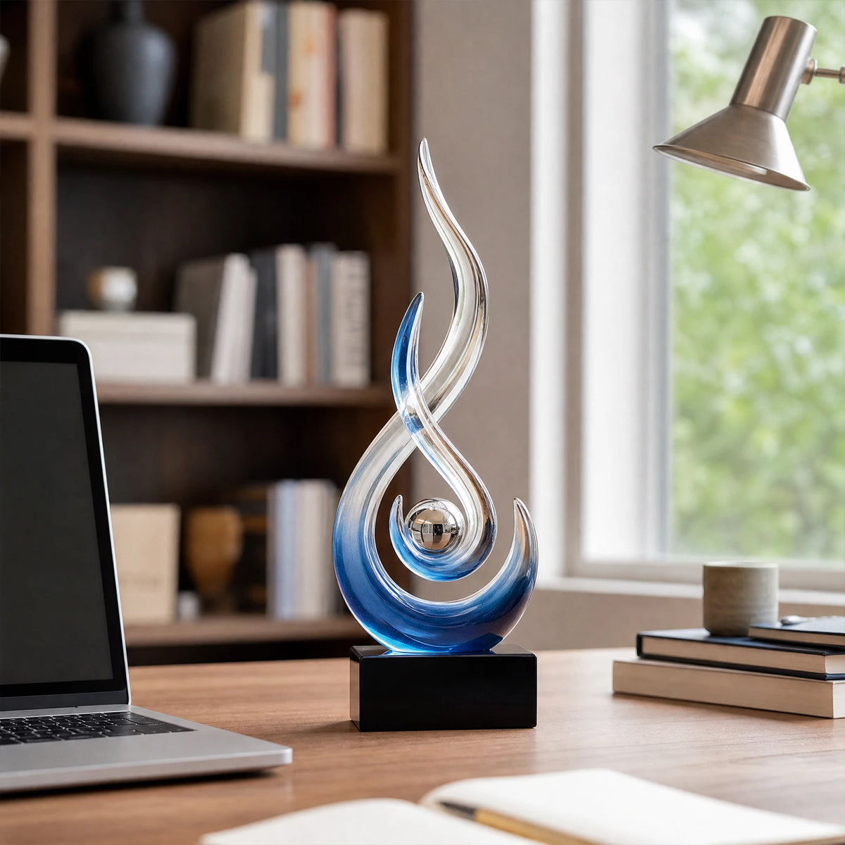 Modern Abstract Resin Flame Sculpture Statue For Contemporary Home Decor