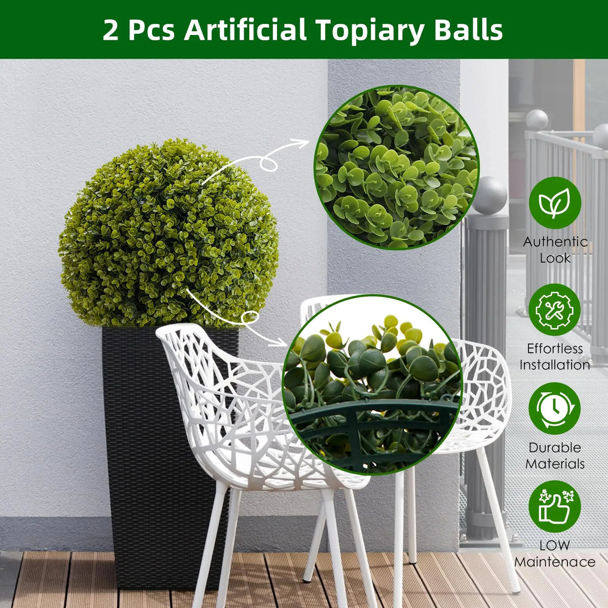 Studyset Artificial Cedar Topiary Balls Set of Two for Outdoor Decor