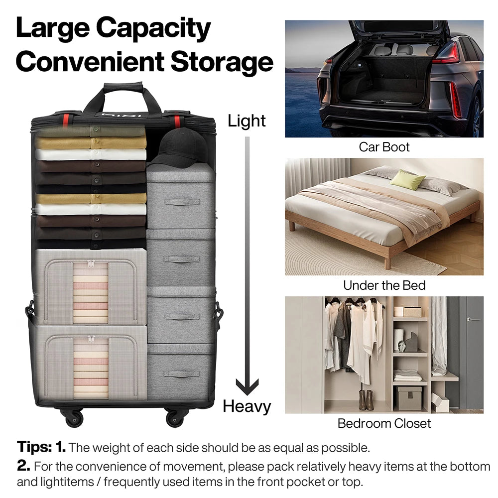 Mixi Expandable Foldable Travel Bag With Rolling Wheels Luggage