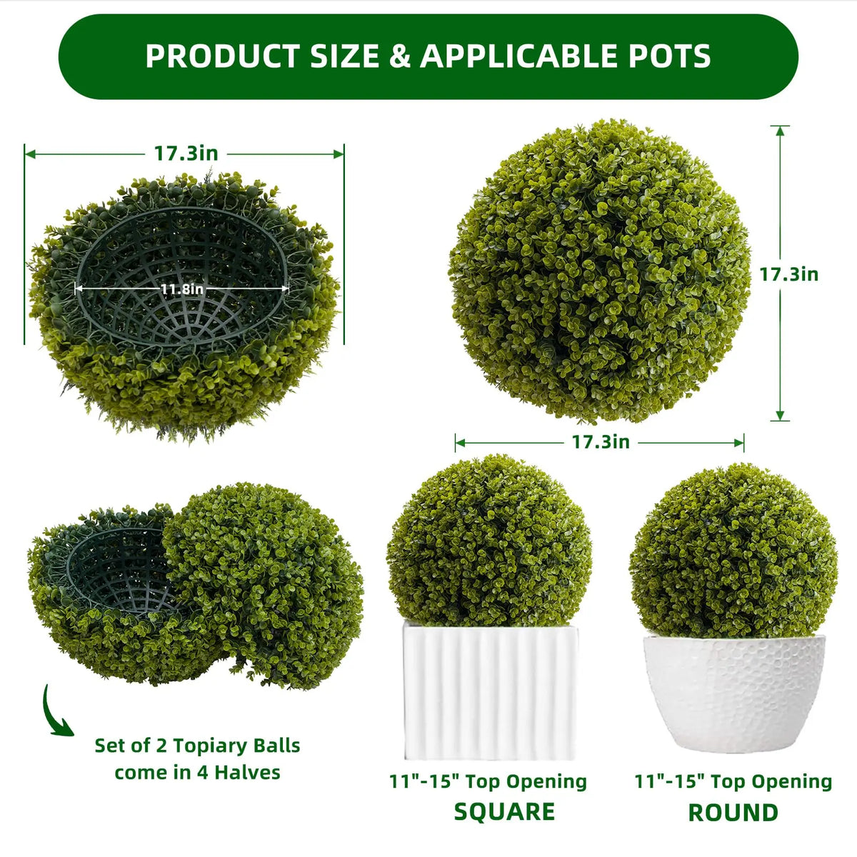 Studyset Artificial Cedar Topiary Balls Set of Two for Outdoor Decor