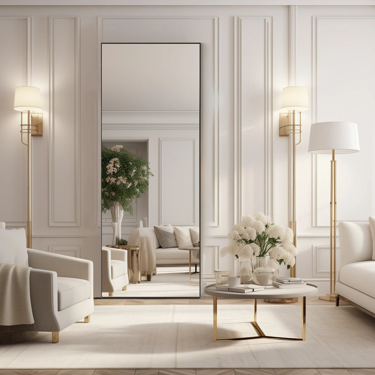 JHK Full Length Standing Mirror With Tempered Glass Frame