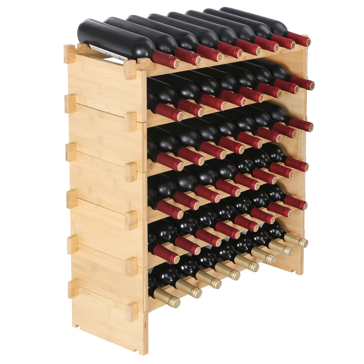 SucceBuy Stackable Bamboo Wine Rack For Stylish Bottle Storage