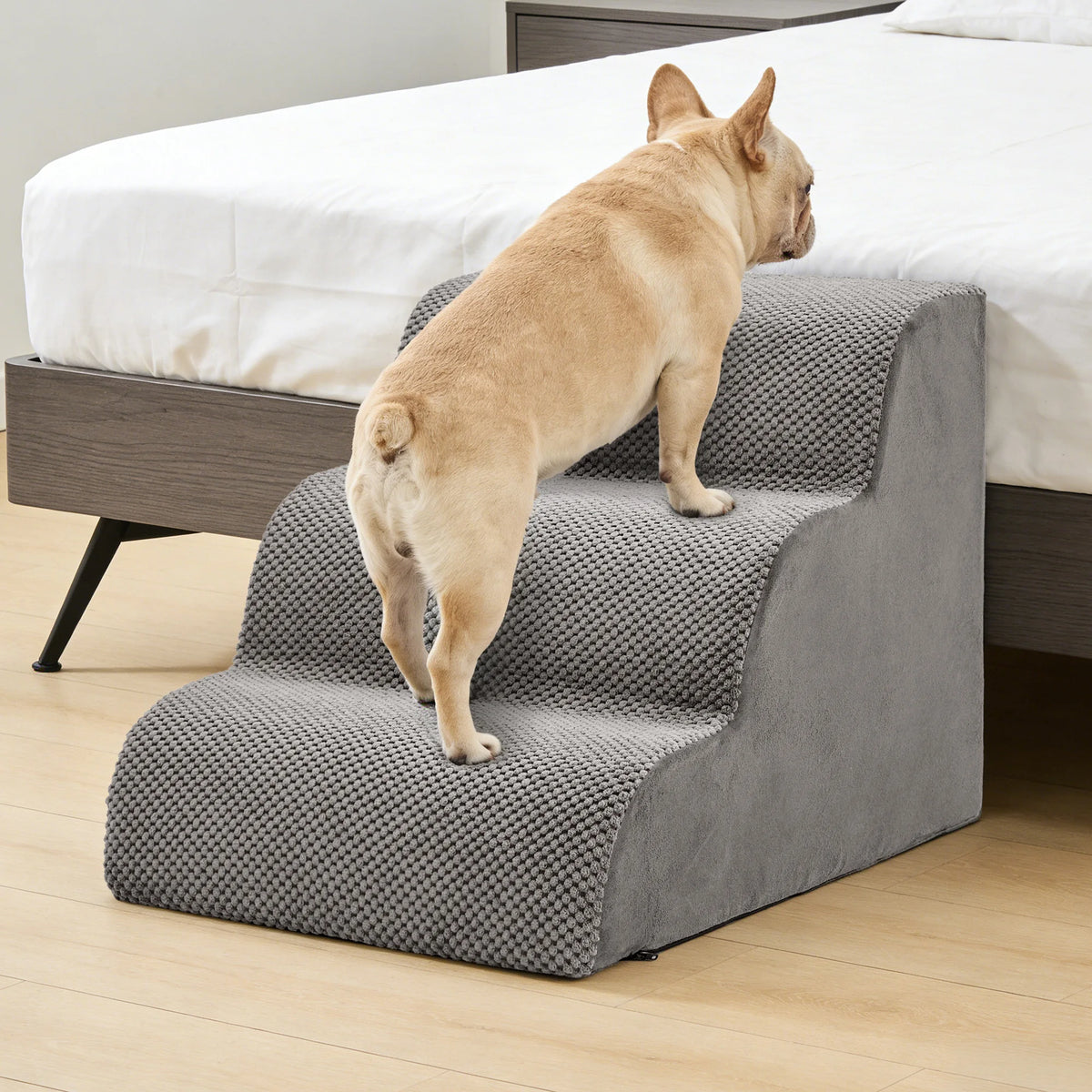 Curved Foam Dog Stairs With Non Slip Ramp For Pets