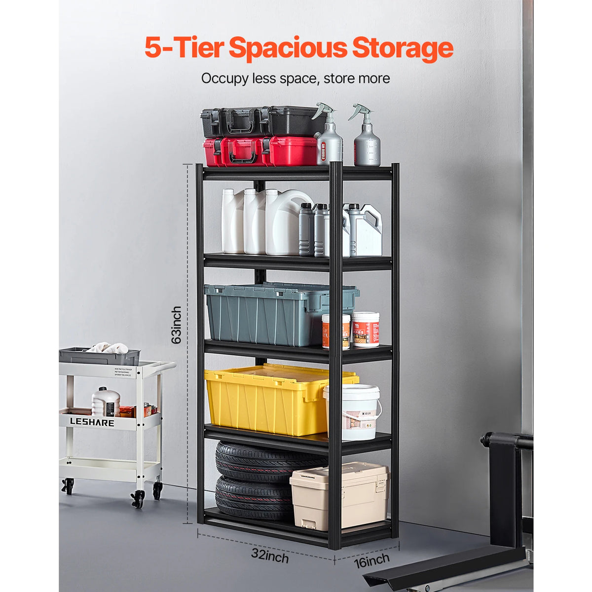 SucceBuy Adjustable Metal Utility Storage Shelving Rack