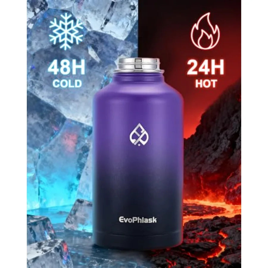 Vacuum Insulated Stainless Steel Water Bottle With Strap For Travel