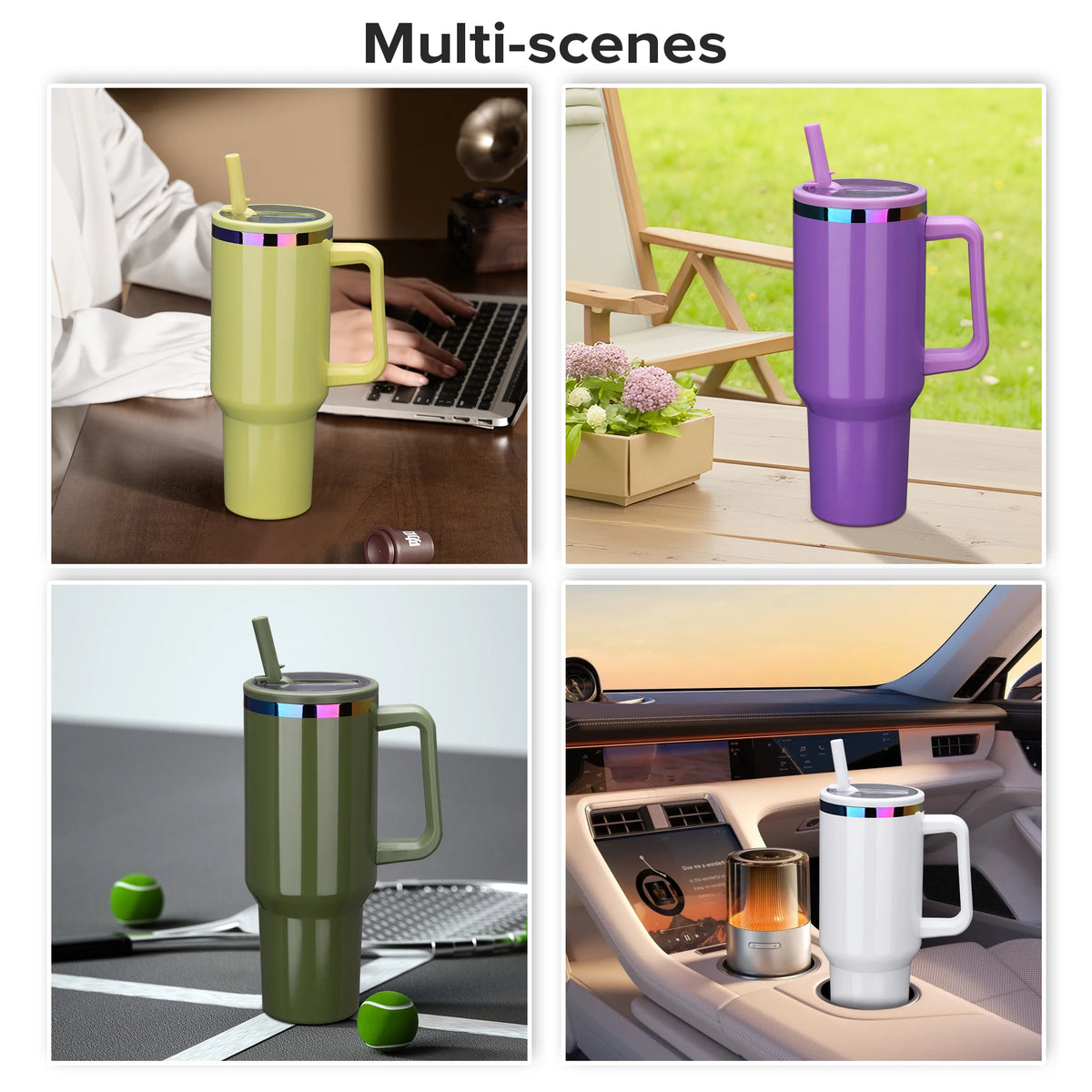 Fastsub Stainless Tumbler With Handle For Hot Or Cold Drinks