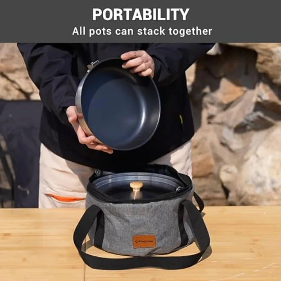 Stainless Steel Camping Cookware Set with Pots Pan and Kettle