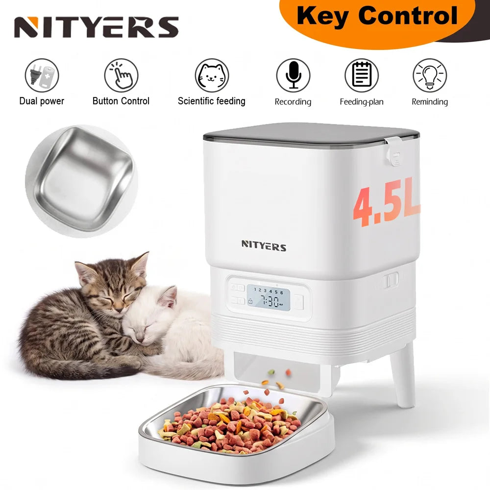 Nityers Automatic Timed Pet Feeder With Stainless Steel Bowl