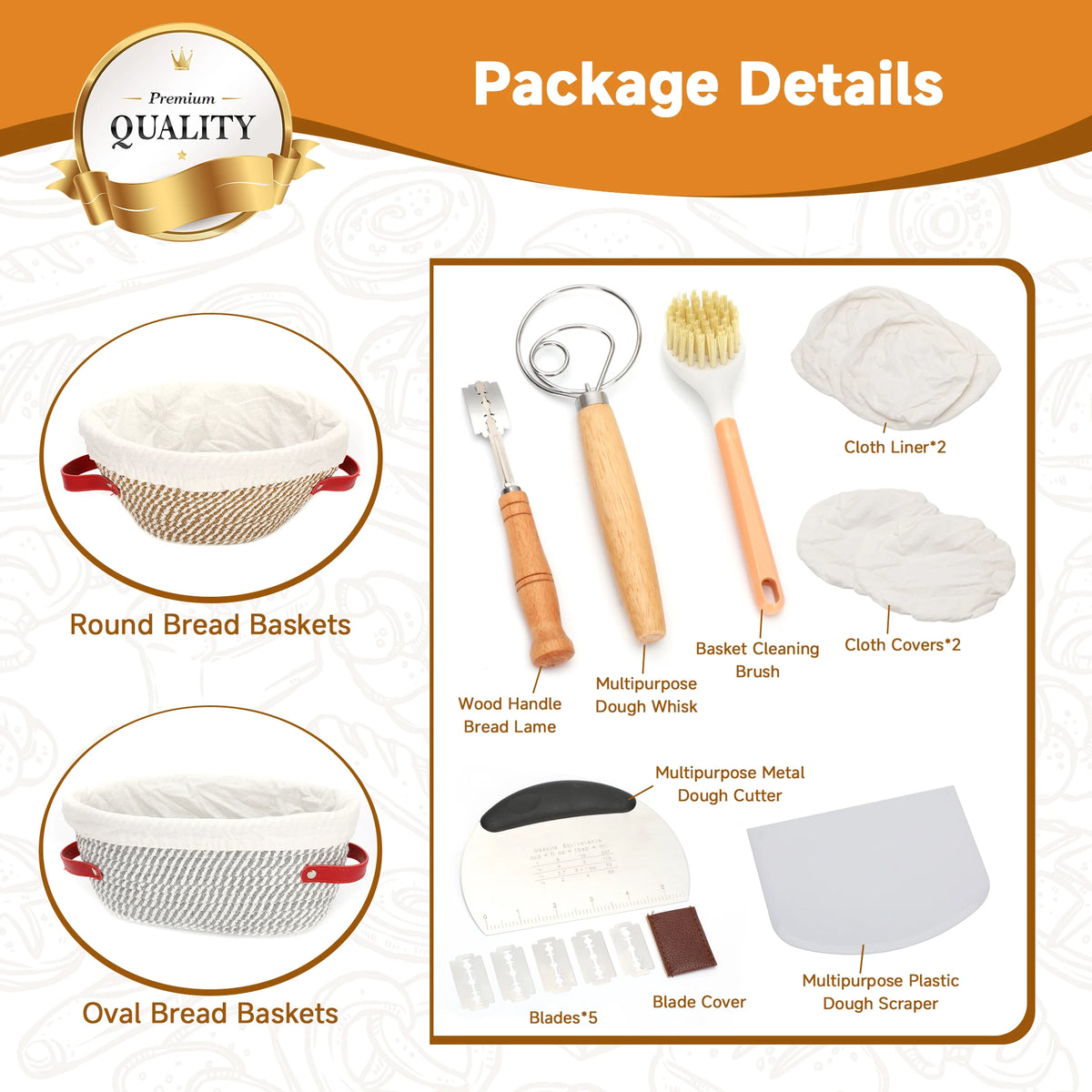 Sourdough Bread Proofing Basket Set With Complete Baking Tools