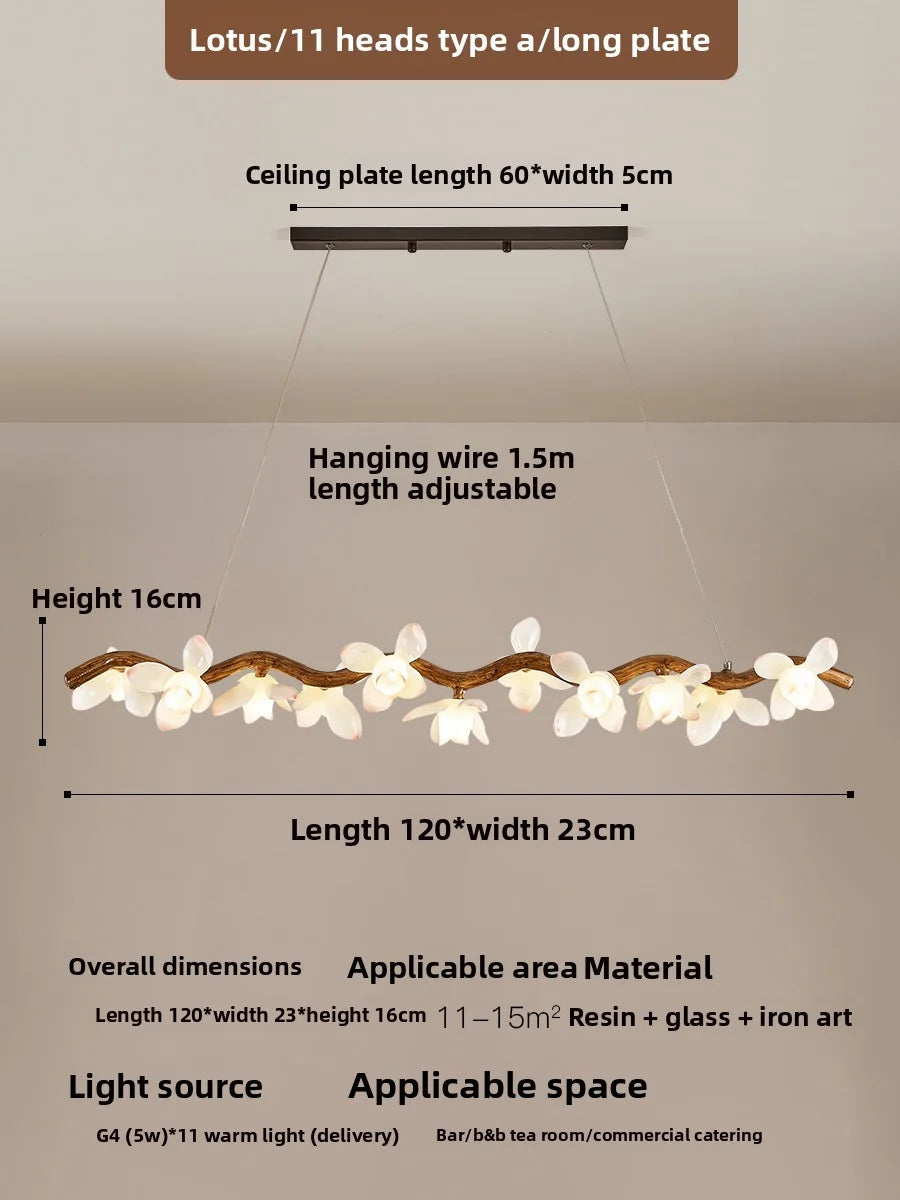 Branching Lotus Flower Pendant Lamp for Zen Style Dining Rooms