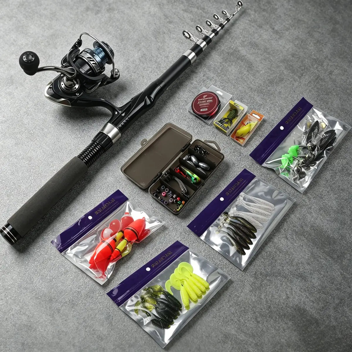 Telescopic Fishing Rod And Reel Combo Kit With Tackle Gear