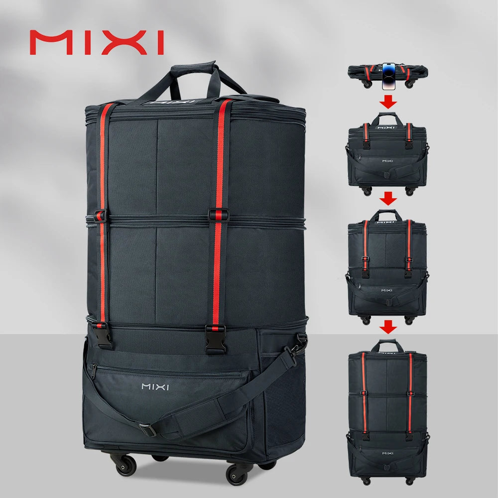Mixi Expandable Foldable Travel Bag With Rolling Wheels Luggage
