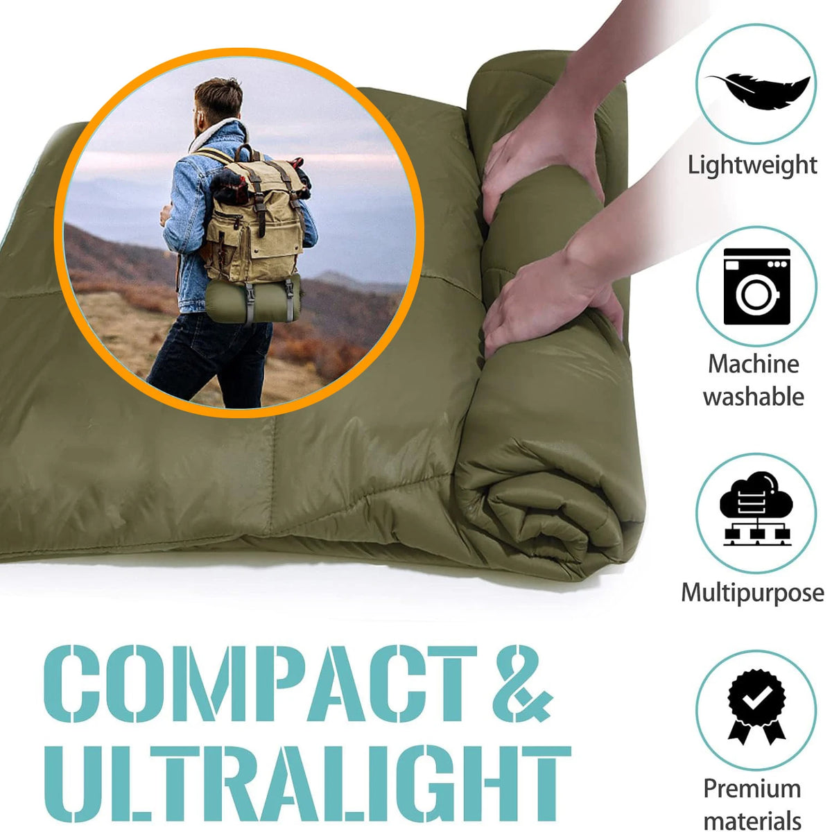 Waterproof Lightweight Puffy Camping Blanket for Outdoor Travel and Warmth