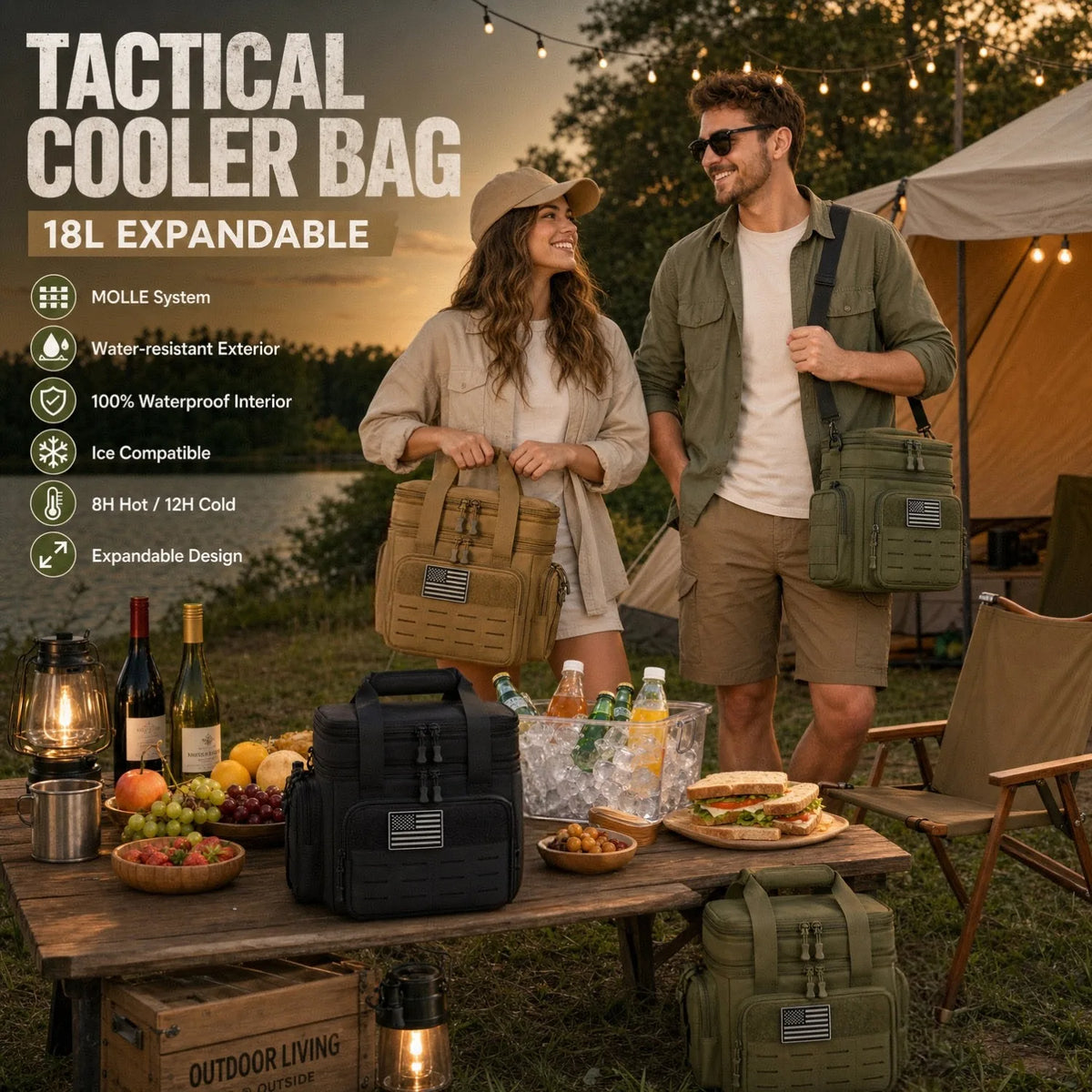 ReFire Gear Insulated Picnic Cooler Bag for Camping and Travel