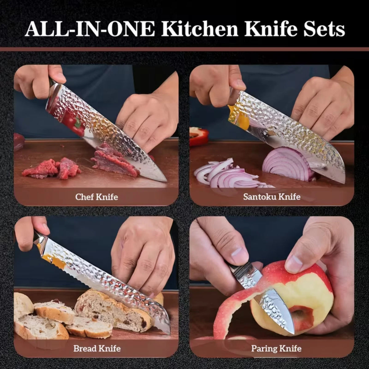 BieZumn Professional Stainless Steel Kitchen Knife Block Set