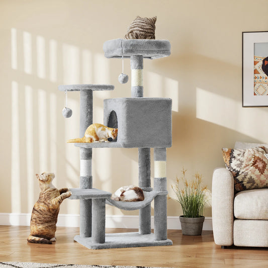 JHK Multi-Level Cat Tree With Sisal Posts And Cat House